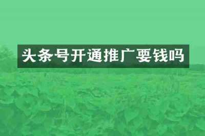 头条号开通推广要钱吗