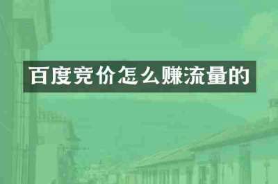 百度竞价怎么赚流量的
