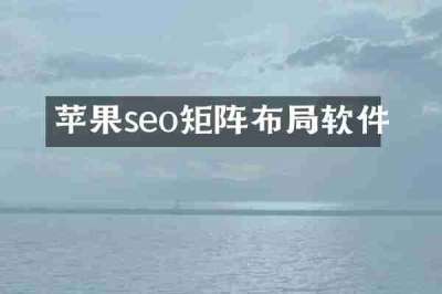 苹果seo矩阵布局软件