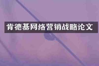 肯德基网络营销战略论文
