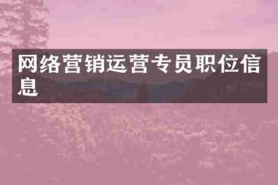 网络营销运营专员职位信息