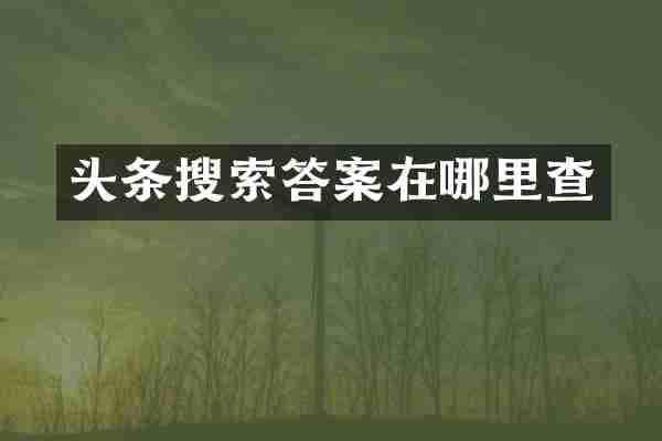 头条搜索答案在哪里查