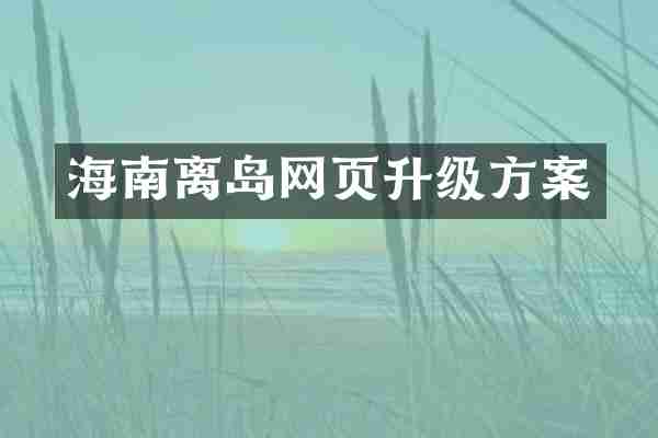海南离岛网页升级方案