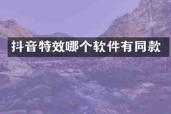 抖音特效哪个软件有同款