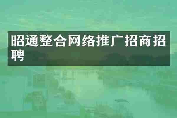 昭通整合网络推广招商招聘