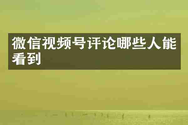 微信视频号评论哪些人能看到