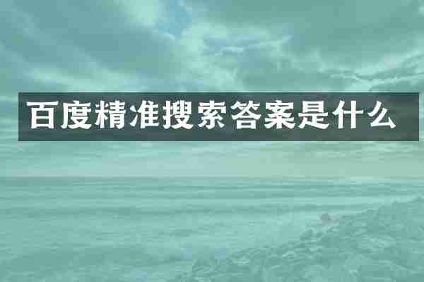 百度精准搜索答案是什么