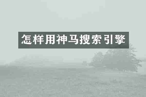 怎样用神马搜索引擎