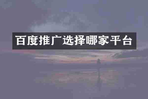 百度推广选择哪家平台