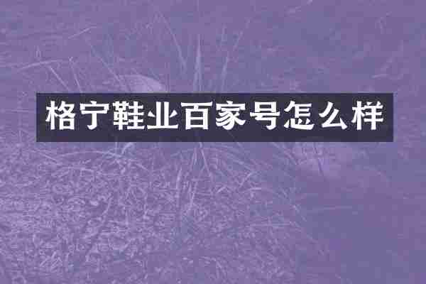 格宁鞋业百家号怎么样