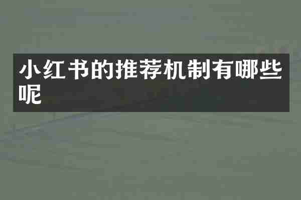 小红书的推荐机制有哪些呢