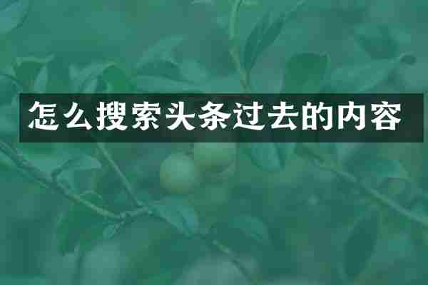 怎么搜索头条过去的内容