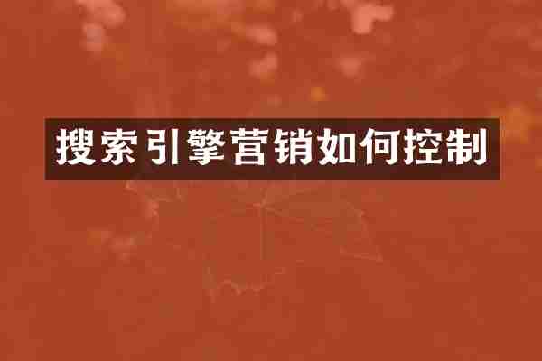 搜索引擎营销如何控制