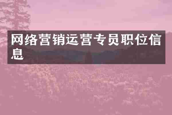 网络营销运营专员职位信息
