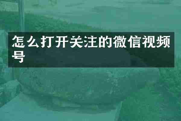 怎么打开关注的微信视频号
