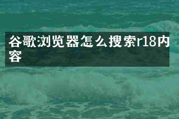谷歌浏览器怎么搜索r18内容