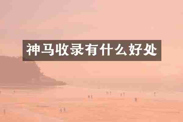 神马收录有什么好处