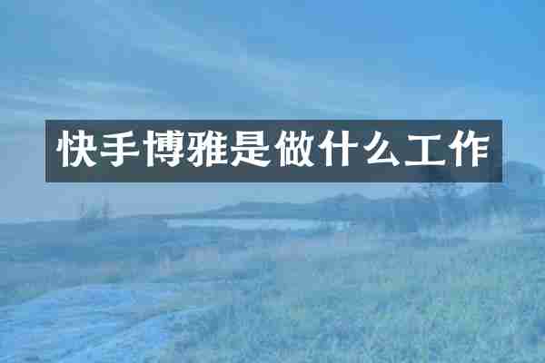 快手博雅是做什么工作