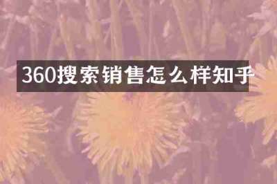360搜索销售怎么样知乎