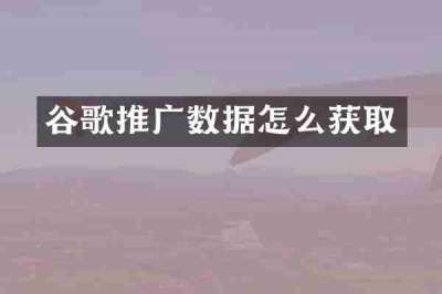 谷歌推广数据怎么获取