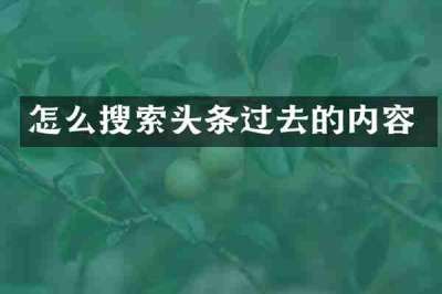 怎么搜索头条过去的内容