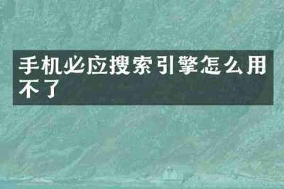 手机必应搜索引擎怎么用不了
