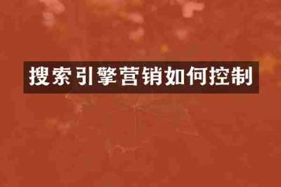 搜索引擎营销如何控制