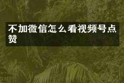 不加微信怎么看视频号点赞