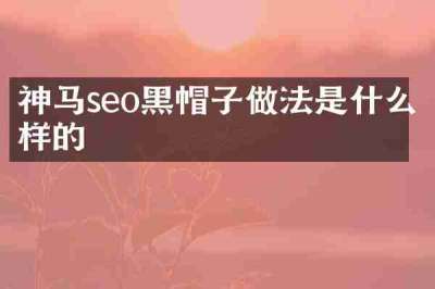 神马seo黑帽子做法是什么样的