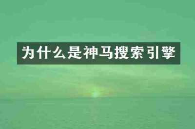 为什么是神马搜索引擎