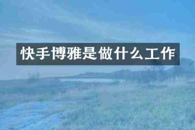 快手博雅是做什么工作