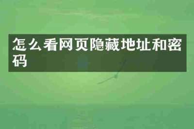 怎么看网页隐藏地址和密码