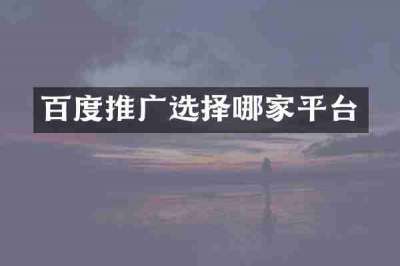 百度推广选择哪家平台
