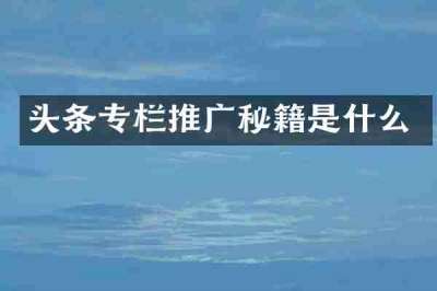 头条专栏推广秘籍是什么