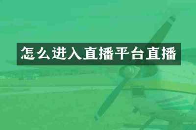 怎么进入直播平台直播