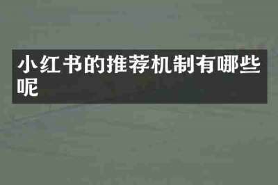 小红书的推荐机制有哪些呢