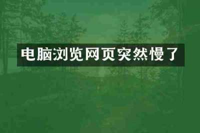 电脑浏览网页突然慢了