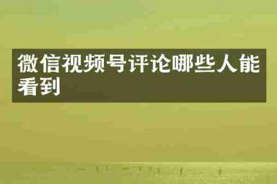 微信视频号评论哪些人能看到