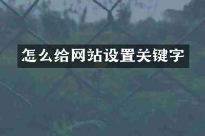 怎么给网站设置关键字