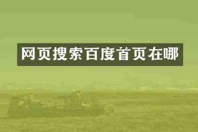 网页搜索百度首页在哪
