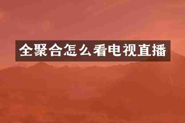 全聚合怎么看电视直播