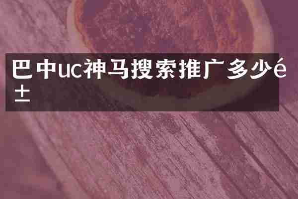巴中uc神马搜索推广多少钱