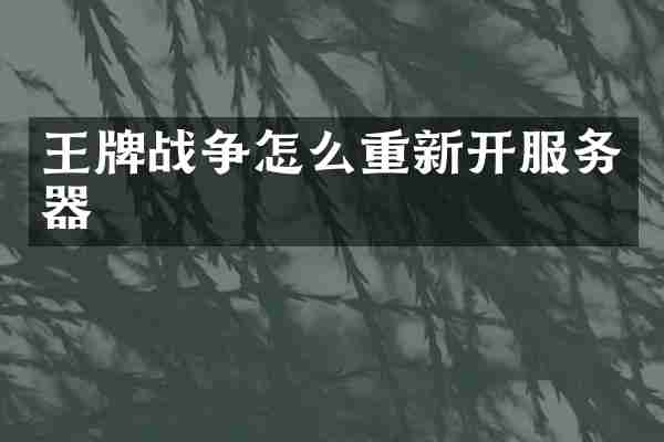 王牌战争怎么重新开服务器