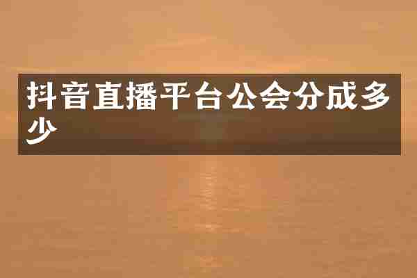 抖音直播平台公会分成多少