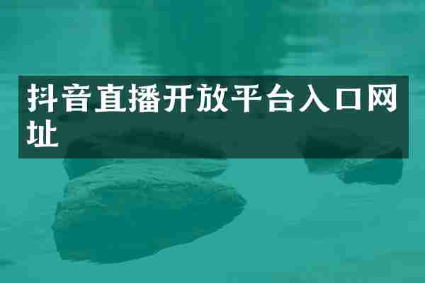 抖音直播开放平台入口网址