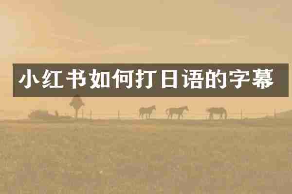 小红书如何打日语的字幕