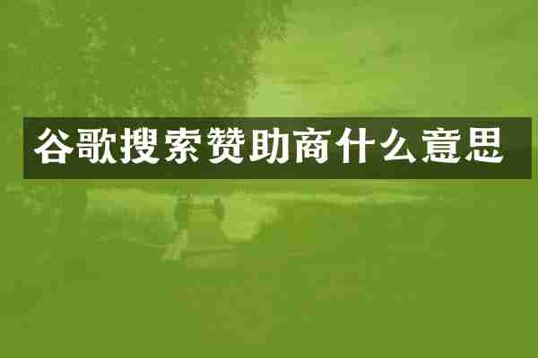 谷歌搜索赞助商什么意思