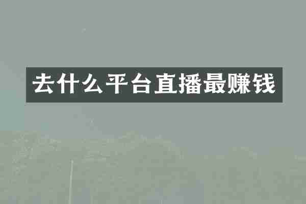 去什么平台直播最赚钱
