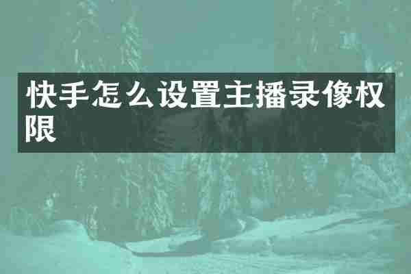 快手怎么设置主播录像权限