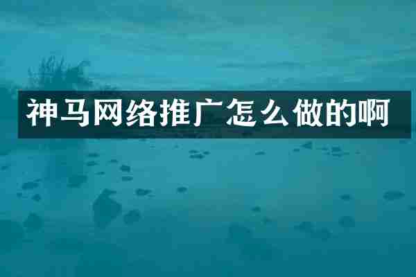 神马网络推广怎么做的啊